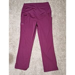 Healing Hands HH Works Sz Medium Burgundy Maternity Scrub Pants "Rose" 9510